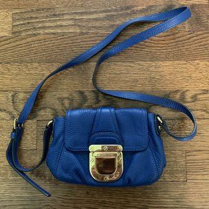 Michael Kors Cobalt Blue Crossbody Bag with Gold Hardware.